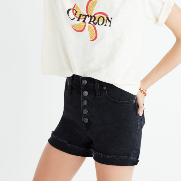 Madewell Pants - Madewell High-Rise Denim Boyshorts in Faded Black